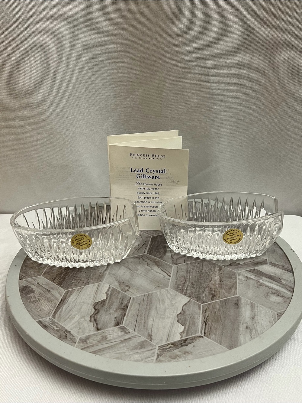 Princess House Highlights Lead Crystal Spoon Fork Holders Set of 2 Germany